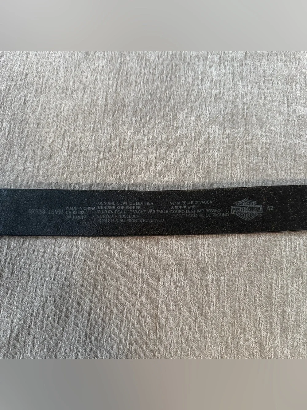 Harley Davidson Men's Silver Studded Black Leather Motorcycle Biker Belt Size 42